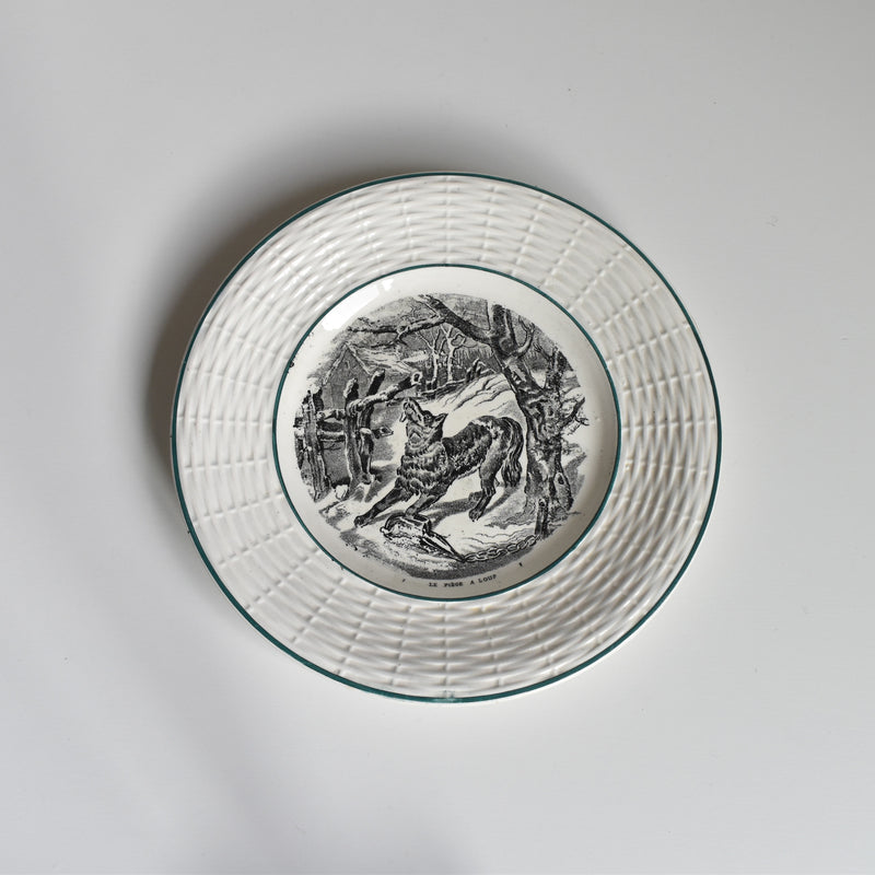 Vintage Dessert Plate Digoin & Sarreguemines La Chasse N7
