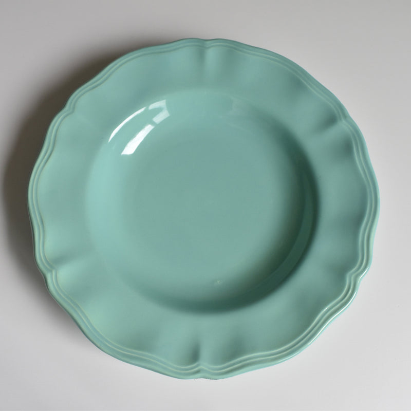 Vintage Deep Plate Flower Rim Green C