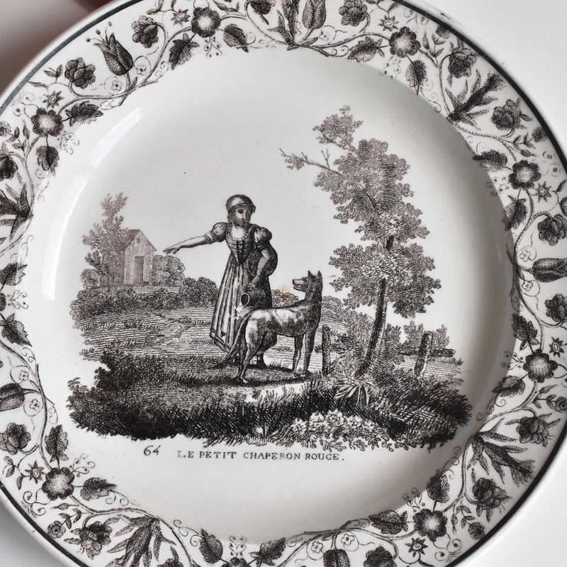 Antique Plate, Decorative Plate, Gien N64 "Little Red Riding Hood"