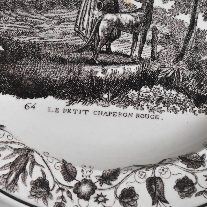 Antique Plate, Decorative Plate, Gien N64 "Little Red Riding Hood"