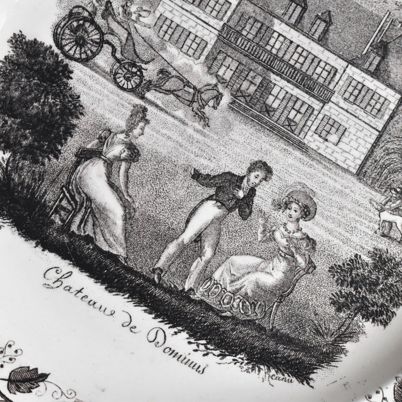 Antique Decorative Plate, Gien, N126 "Chateau de Dominus" A