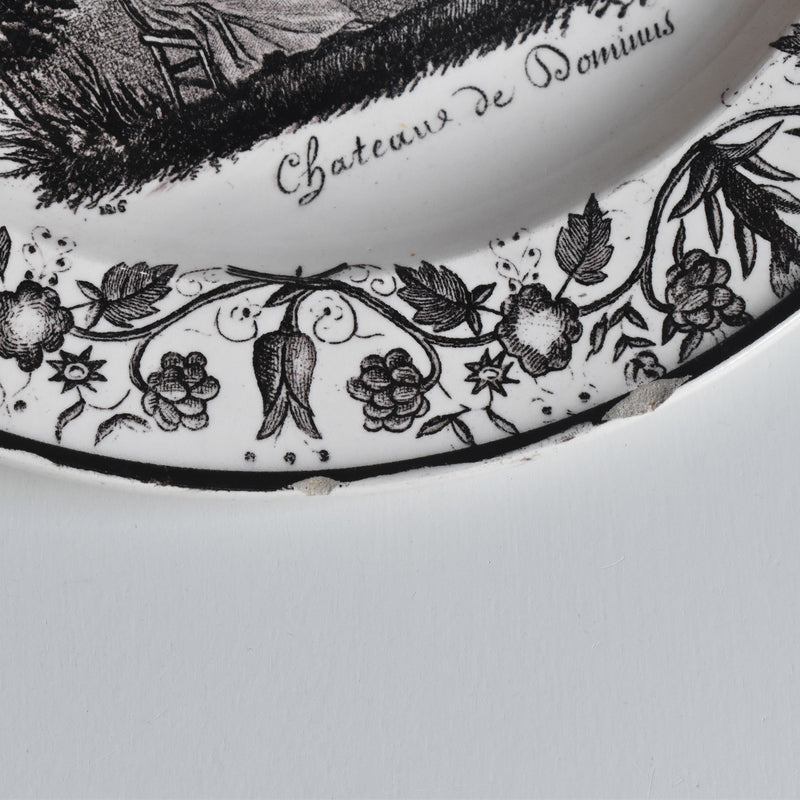 Antique Decorative Plate, Gien, N126 "Chateau de Dominus" B