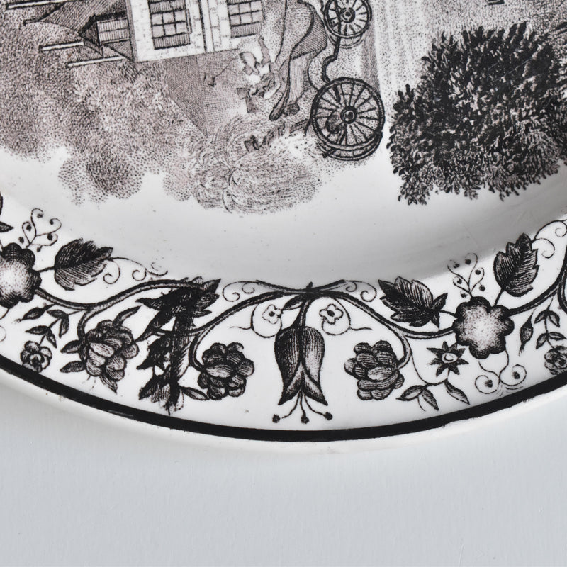 Antique Decorative Plate, Gien, N126 "Chateau de Dominus" B