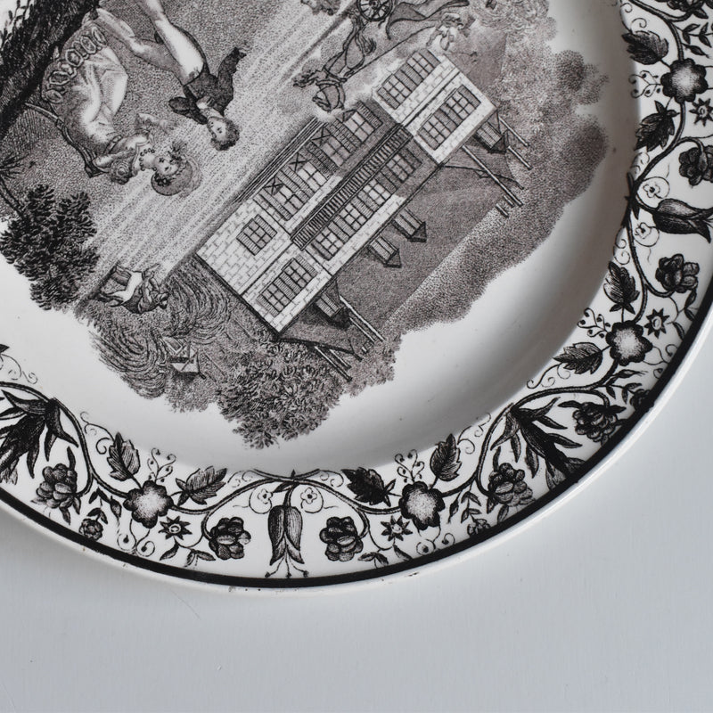 Antique Decorative Plate, Gien, N126 "Chateau de Dominus" B