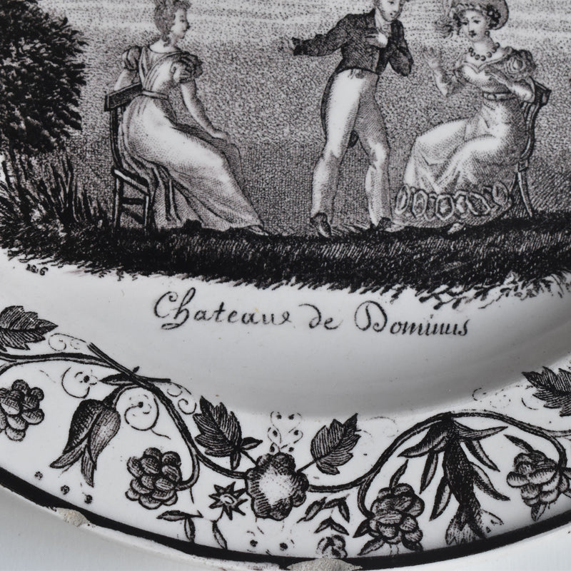 Antique Decorative Plate, Gien, N126 "Chateau de Dominus" B