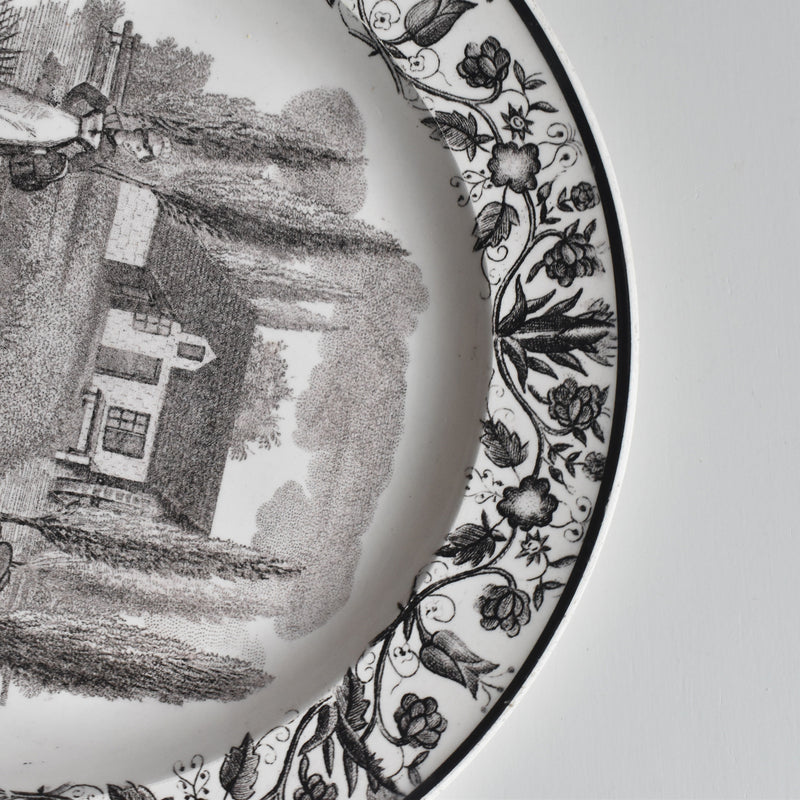 Antique Plate, Decorative Plate, Gien N122 "Moulin de Poilly"