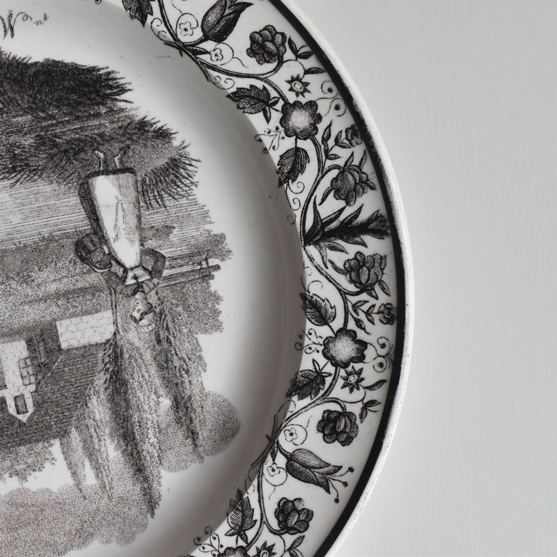 Antique Plate, Decorative Plate, Gien N122 "Moulin de Poilly"