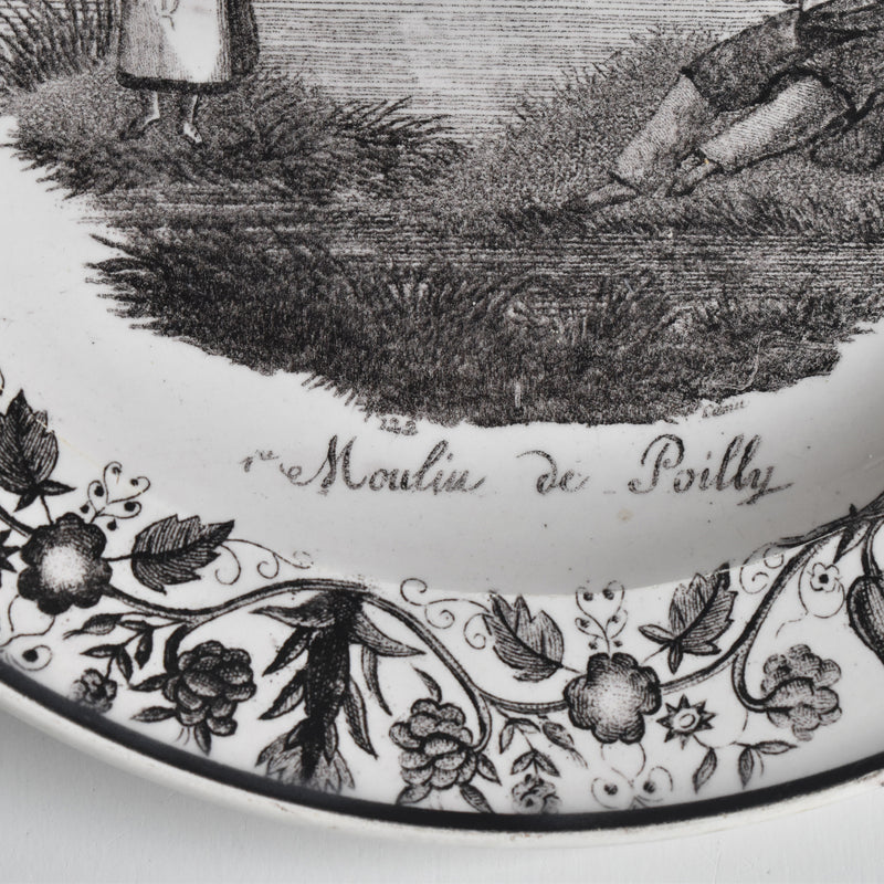 Antique Plate, Decorative Plate, Gien N122 "Moulin de Poilly"