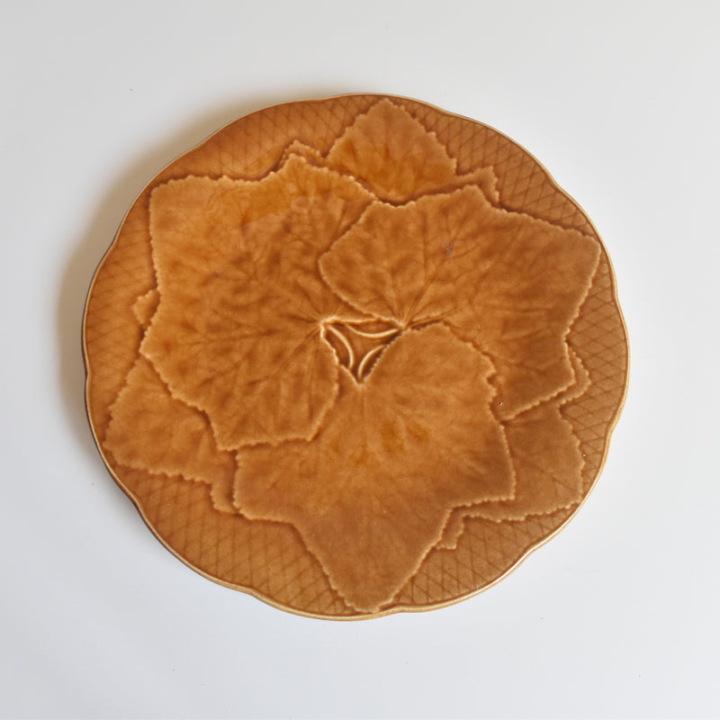 Vintage Dessert Plate Barbotine Gien Primefleur Brown B