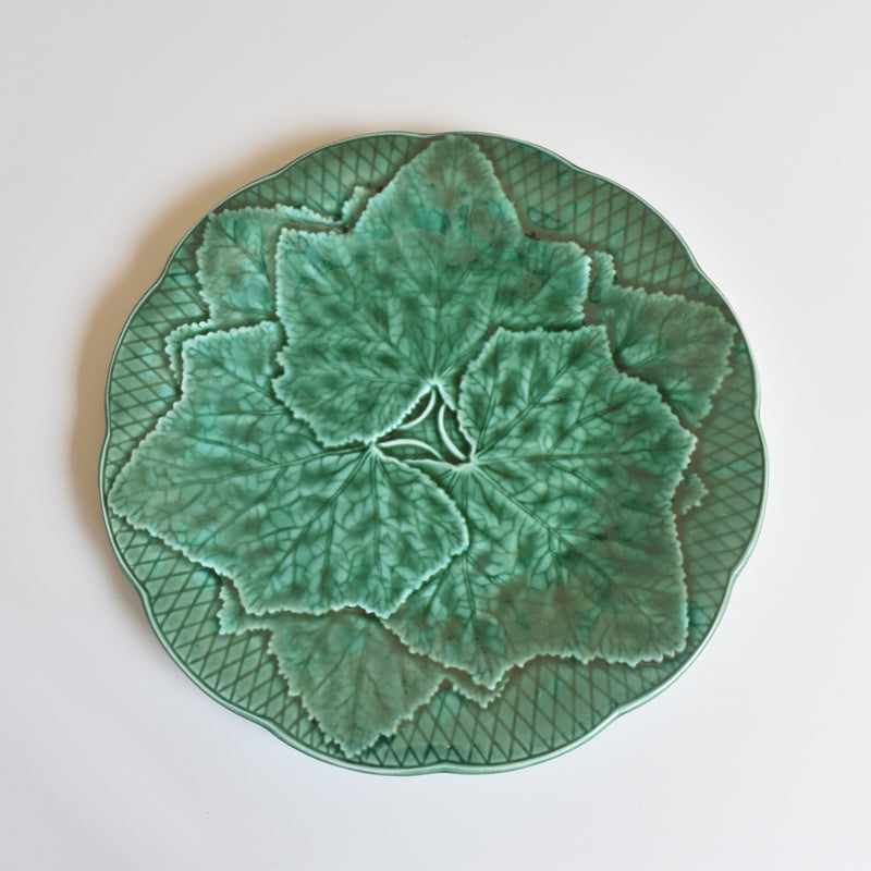 Vintage Dessert Plate Barbotine Gien Primefleur Green A