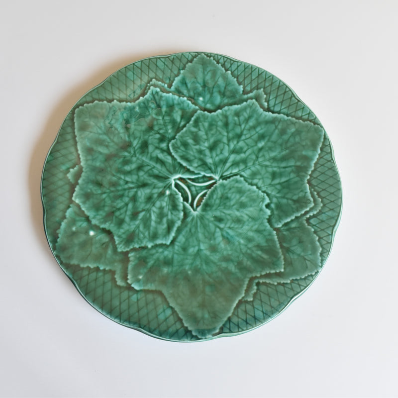 Vintage Dessert Plate, Barbotine Gien Primefleur Green C