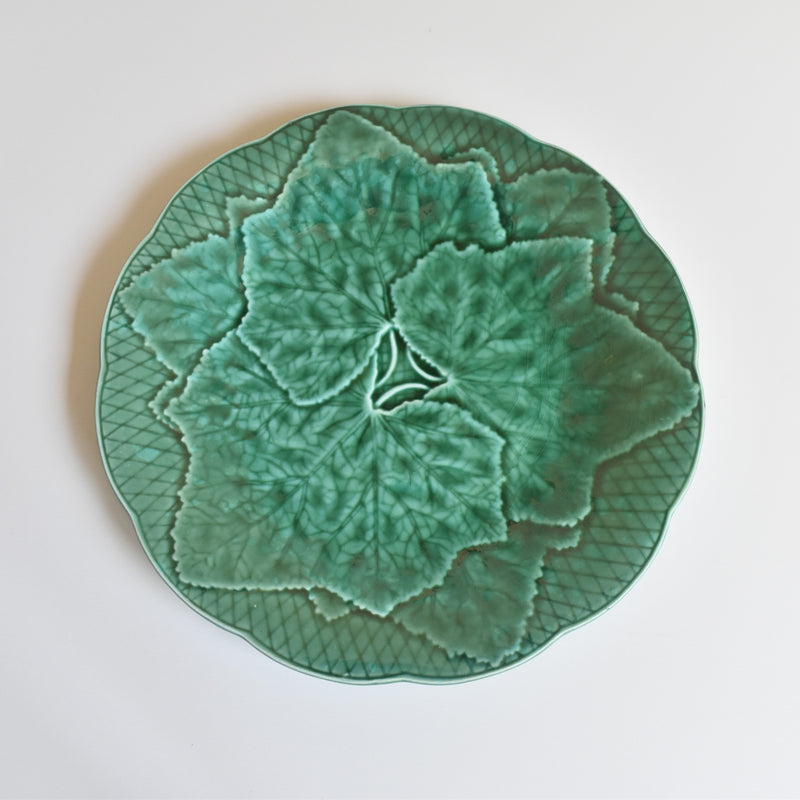 Vintage dessert plate, Barbotine Gien Primefleur Green D
