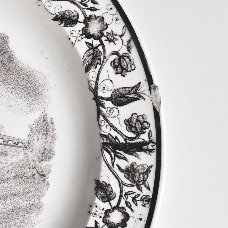 Antique Decorative Plate - Gien N123 "Vue de Gien"