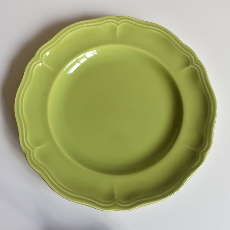 Vintage Plate Longchamp, Scalloped Edge, Green A