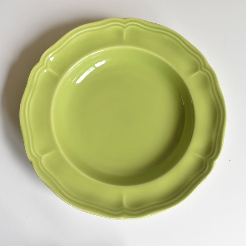 Vintage Dessert Plate, Longchamp, Floral Rim, Green B