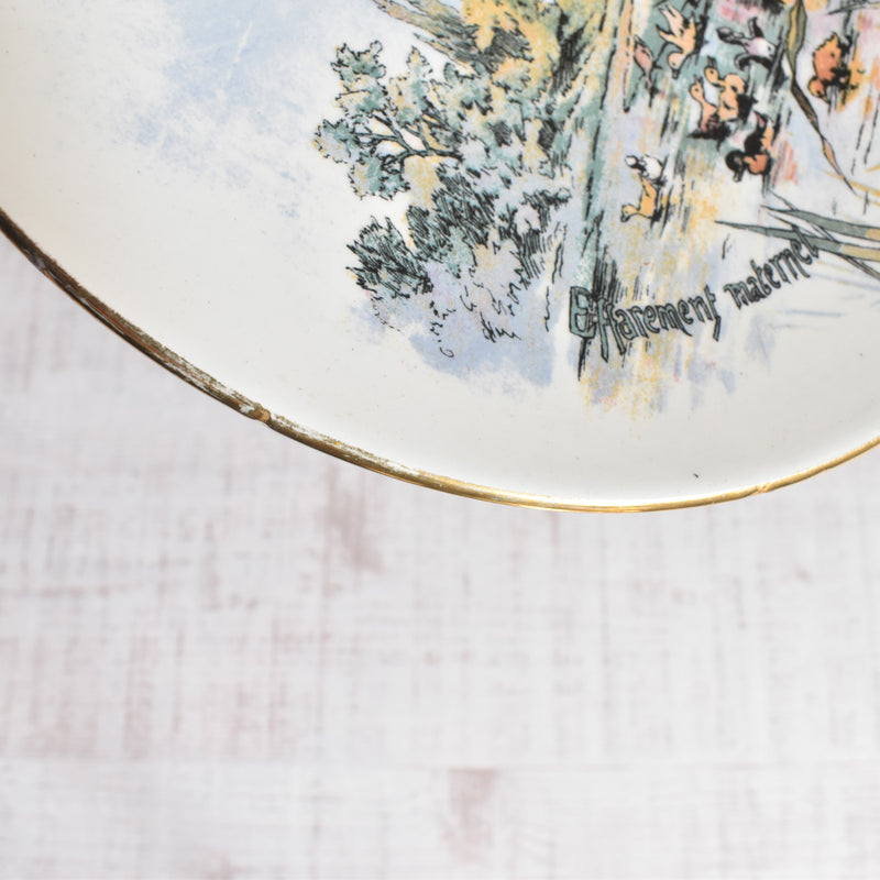 Antique plate Lunéville Effarement Maternel