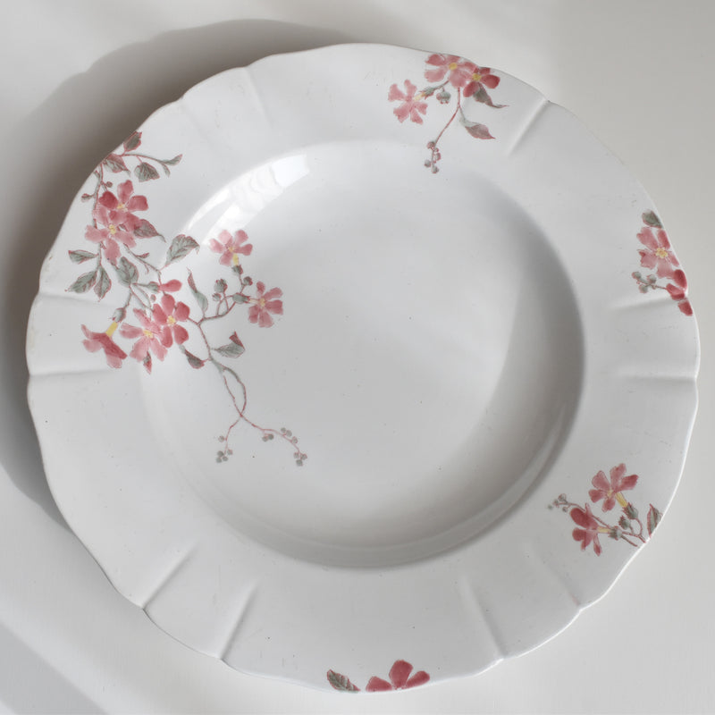 Antique Deep Plate KG Lunéville Fleurs roses A