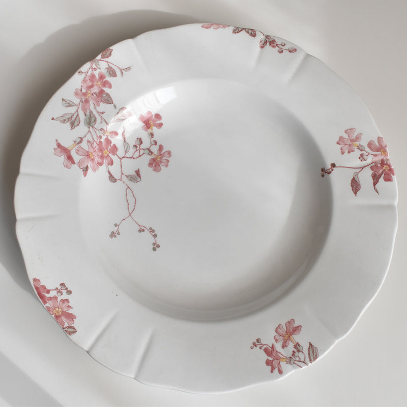 Antique deep plate KG Luneville Fleurs roses B