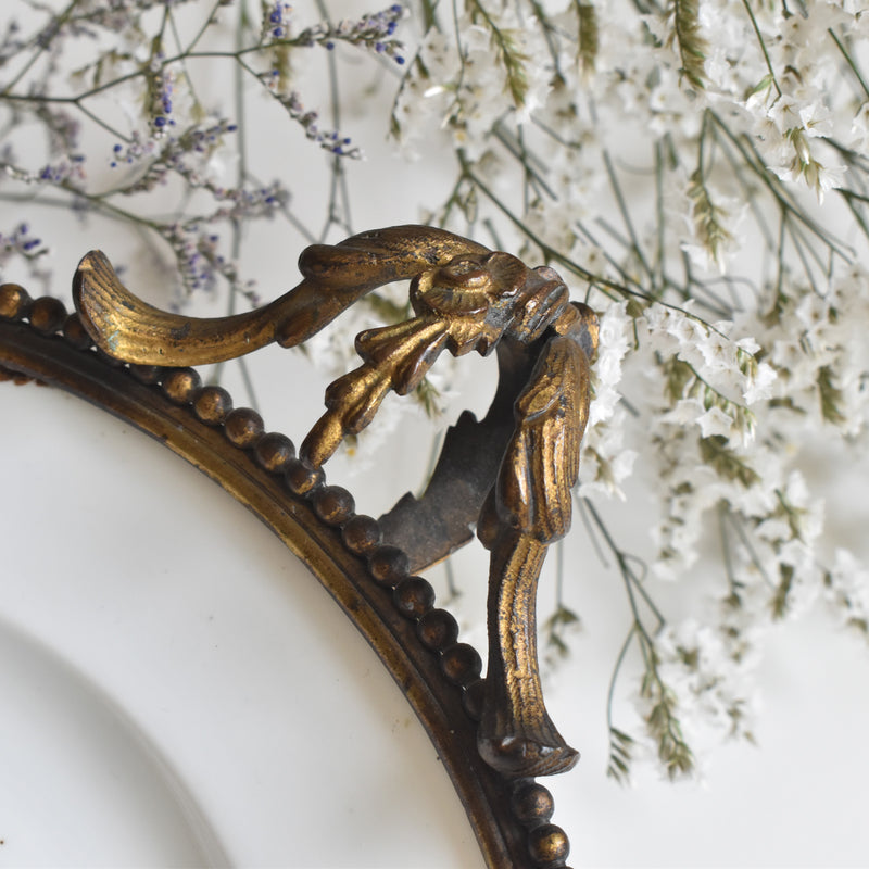 アンティーク真鍮スタンド付き磁器プレート　ニーデルヴィレー　Comte de Custine