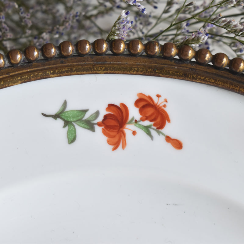 アンティーク真鍮スタンド付き磁器プレート　ニーデルヴィレー　Comte de Custine