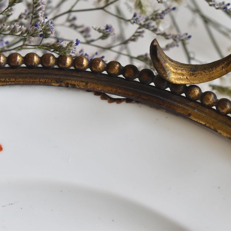 アンティーク真鍮スタンド付き磁器プレート　ニーデルヴィレー　Comte de Custine