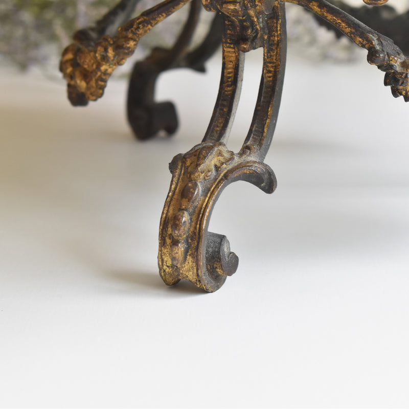 アンティーク真鍮スタンド付き磁器プレート　ニーデルヴィレー　Comte de Custine