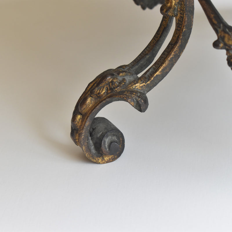 アンティーク真鍮スタンド付き磁器プレート　ニーデルヴィレー　Comte de Custine