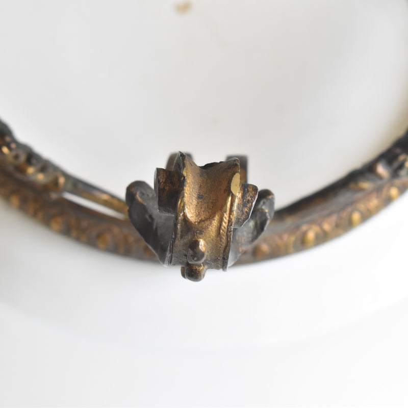 アンティーク真鍮スタンド付き磁器プレート　ニーデルヴィレー　Comte de Custine