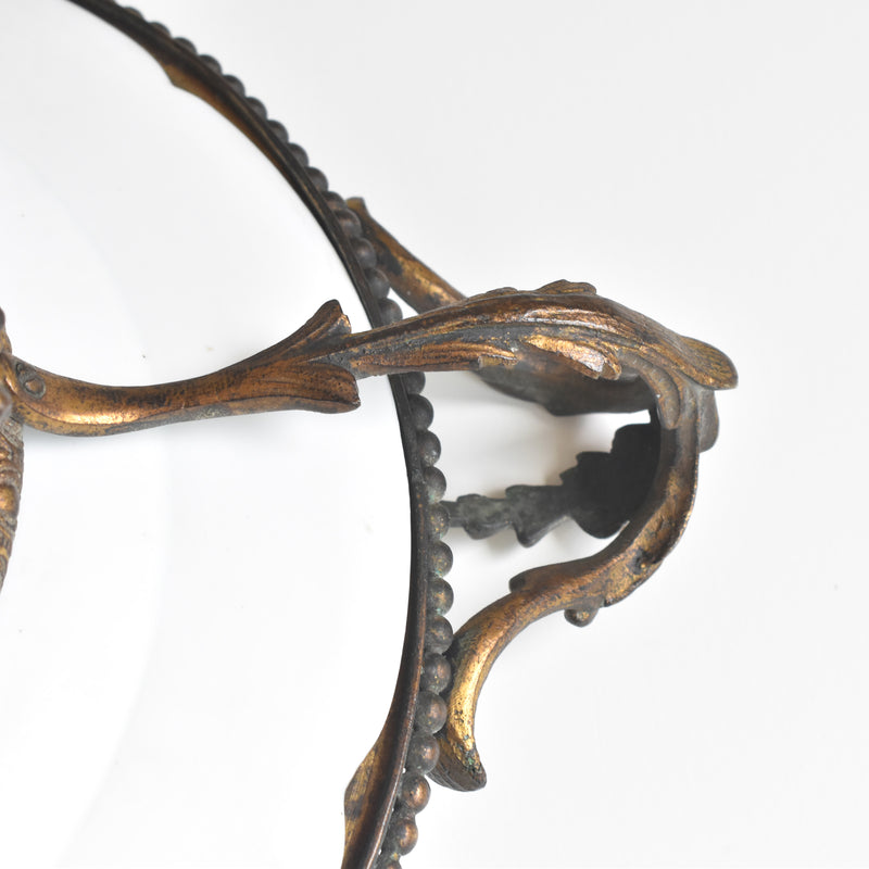 アンティーク真鍮スタンド付き磁器プレート　ニーデルヴィレー　Comte de Custine