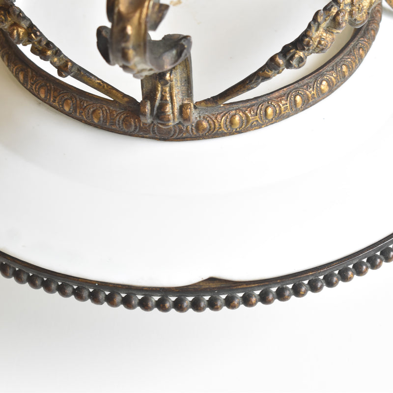 アンティーク真鍮スタンド付き磁器プレート　ニーデルヴィレー　Comte de Custine