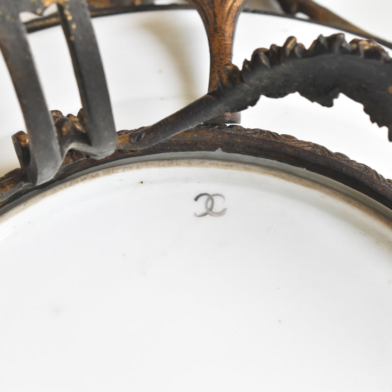 アンティーク真鍮スタンド付き磁器プレート　ニーデルヴィレー　Comte de Custine