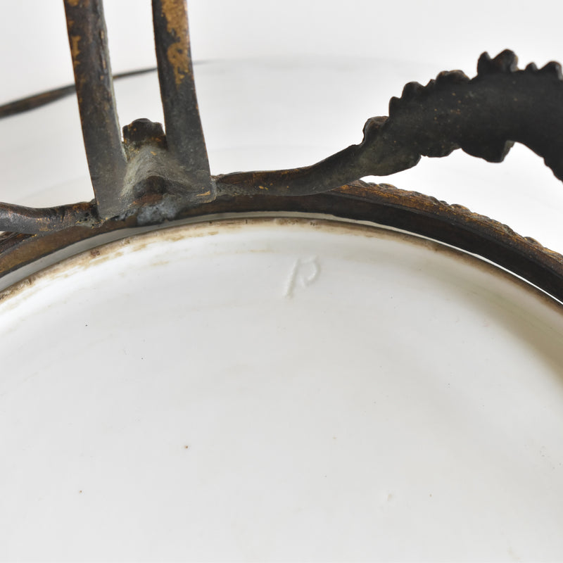 アンティーク真鍮スタンド付き磁器プレート　ニーデルヴィレー　Comte de Custine