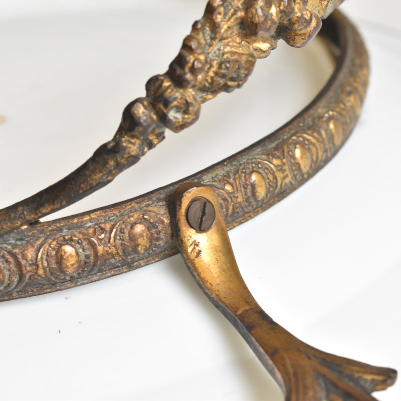 アンティーク真鍮スタンド付き磁器プレート　ニーデルヴィレー　Comte de Custine