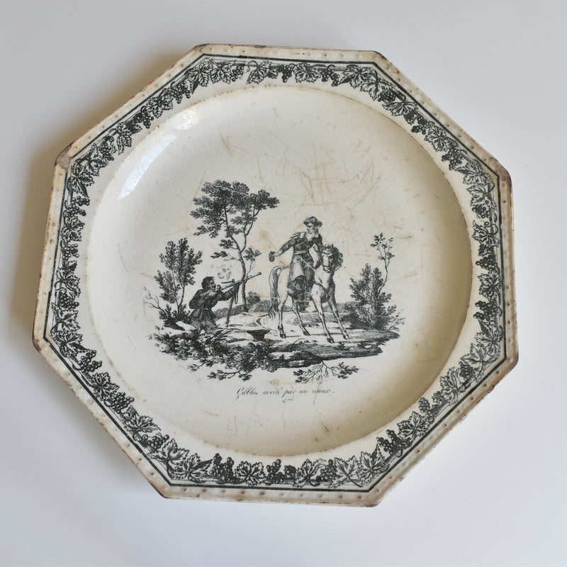 Antique Octagonal Plate, Creil