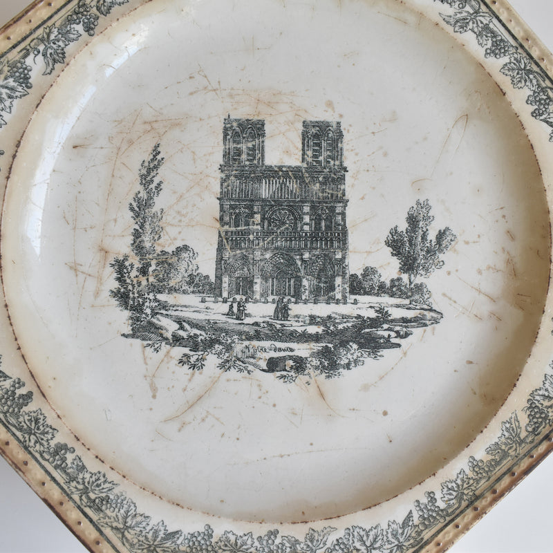 Antique Octagonal Plate Creil Notre Dame