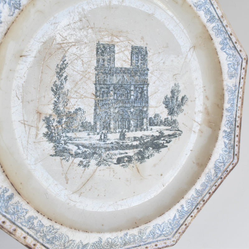Antique Octagonal Plate Creil Notre Dame