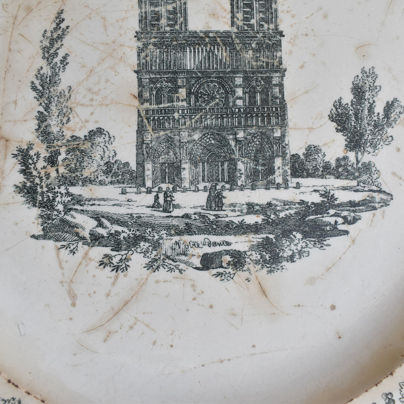 Antique Octagonal Plate Creil Notre Dame