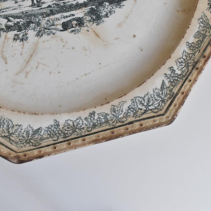 Antique Octagonal Plate Creil Notre Dame