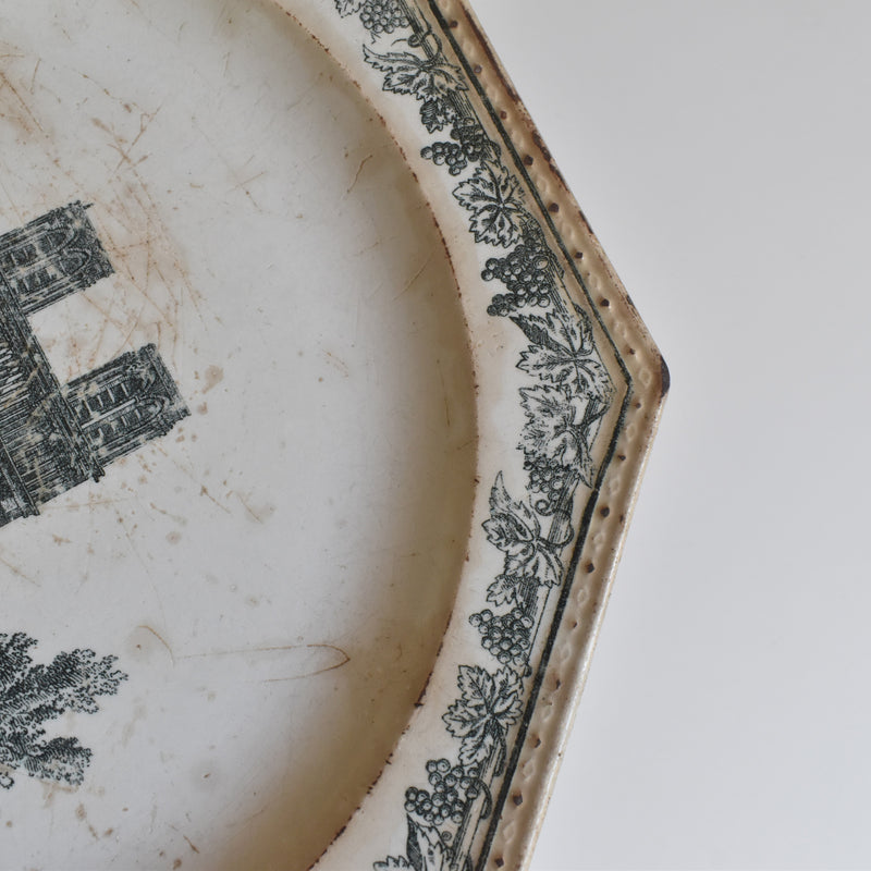 Antique Octagonal Plate Creil Notre Dame