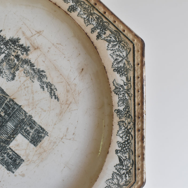 Antique Octagonal Plate Creil Notre Dame