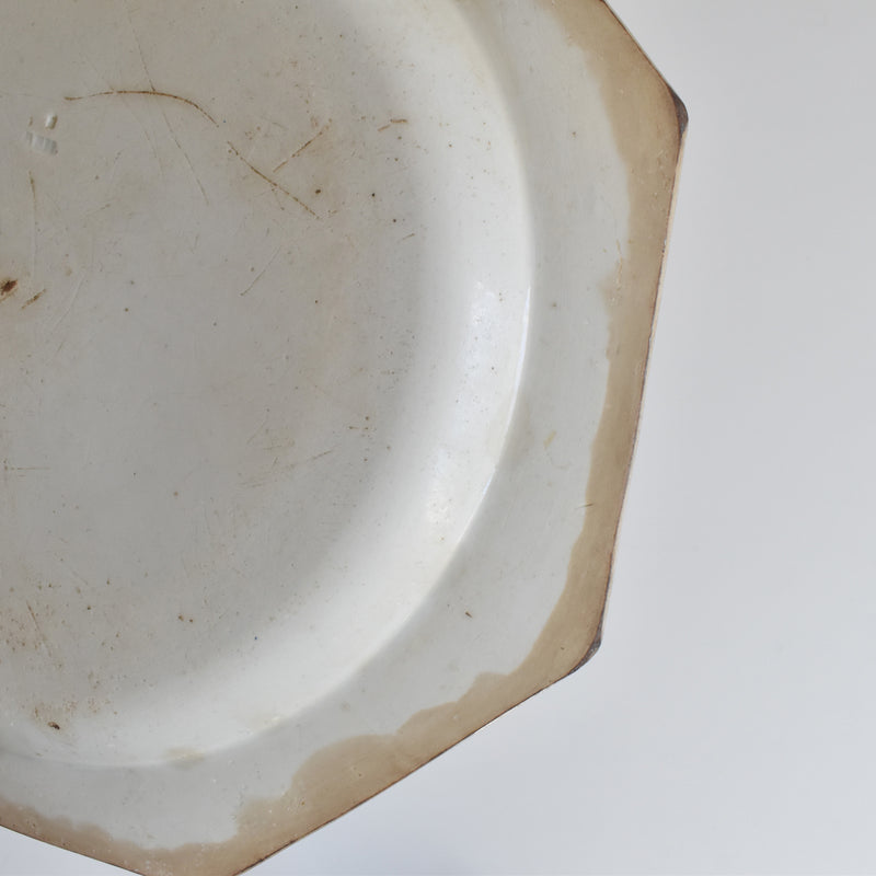Antique Octagonal Plate Creil Notre Dame