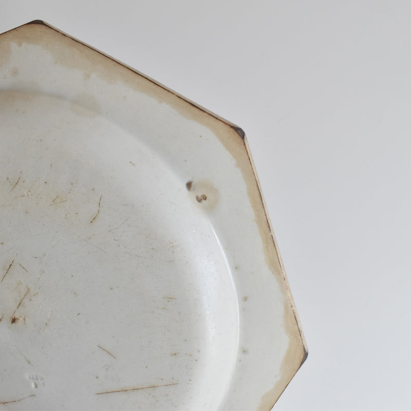 Antique Octagonal Plate Creil Notre Dame