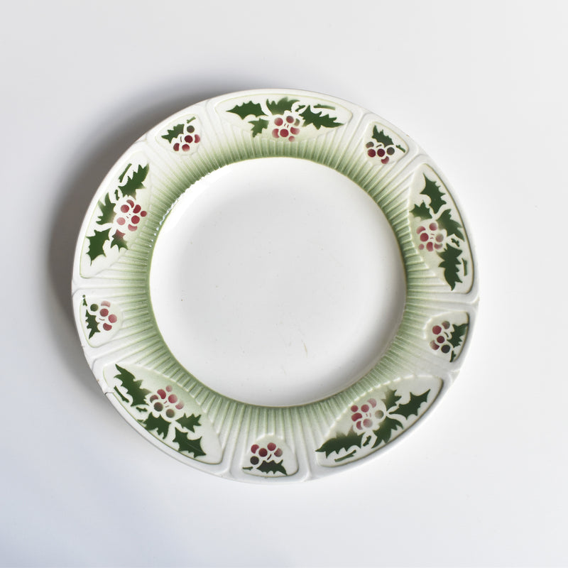 Vintage dessert plate, Saint-Amand, holly, D