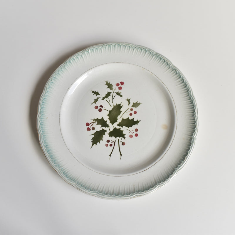 Antique dessert plate, Saint-Amand, houx C