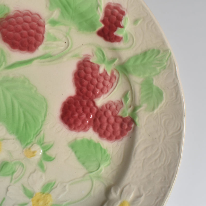 Antique Dessert Plate, Barbotine, Saint-Clément, Framboise