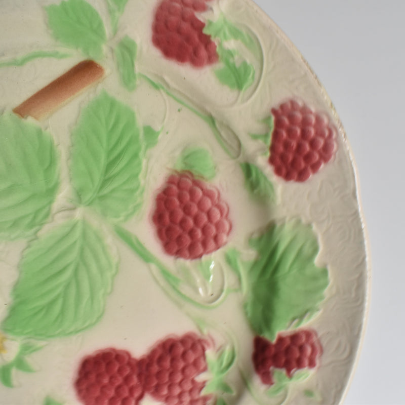 Antique Dessert Plate, Barbotine, Saint-Clément, Framboise