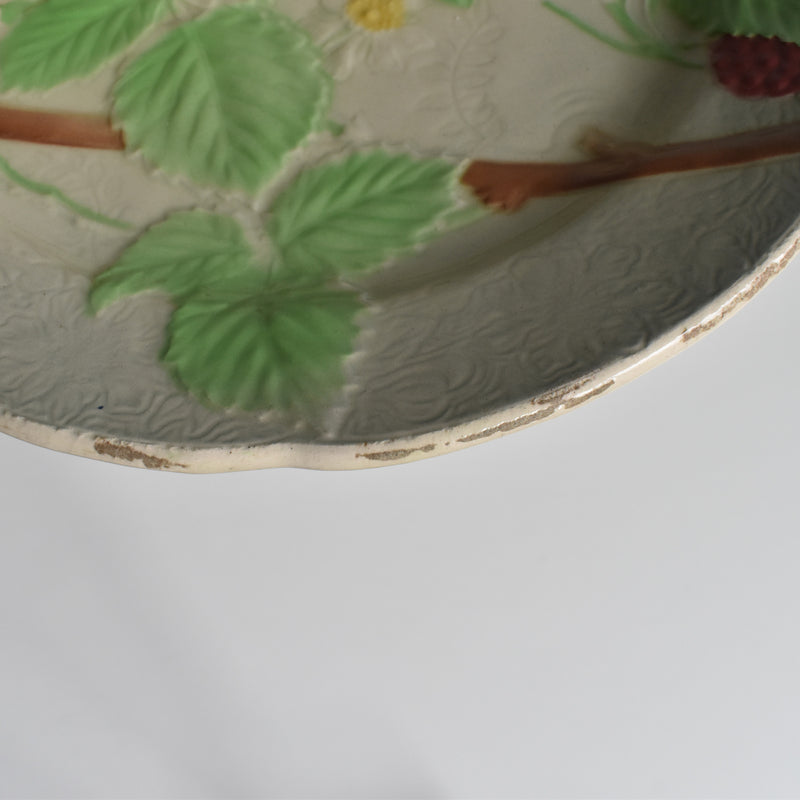 Antique Dessert Plate, Barbotine, Saint-Clément, Framboise