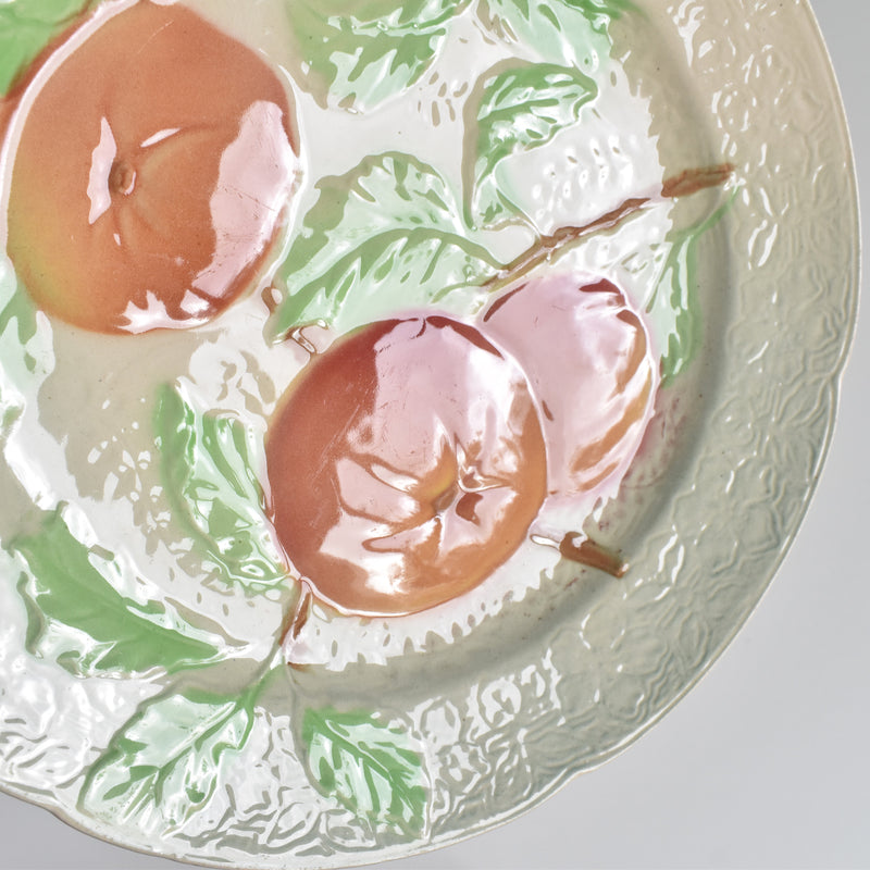 Antique Dessert Plate, Barbotine, Saint-Clément, Orange A