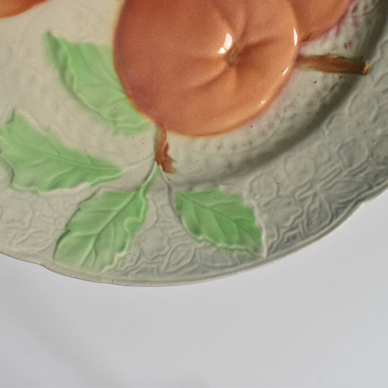 Antique Dessert Plate, Barbotine, Saint-Clément, Orange A