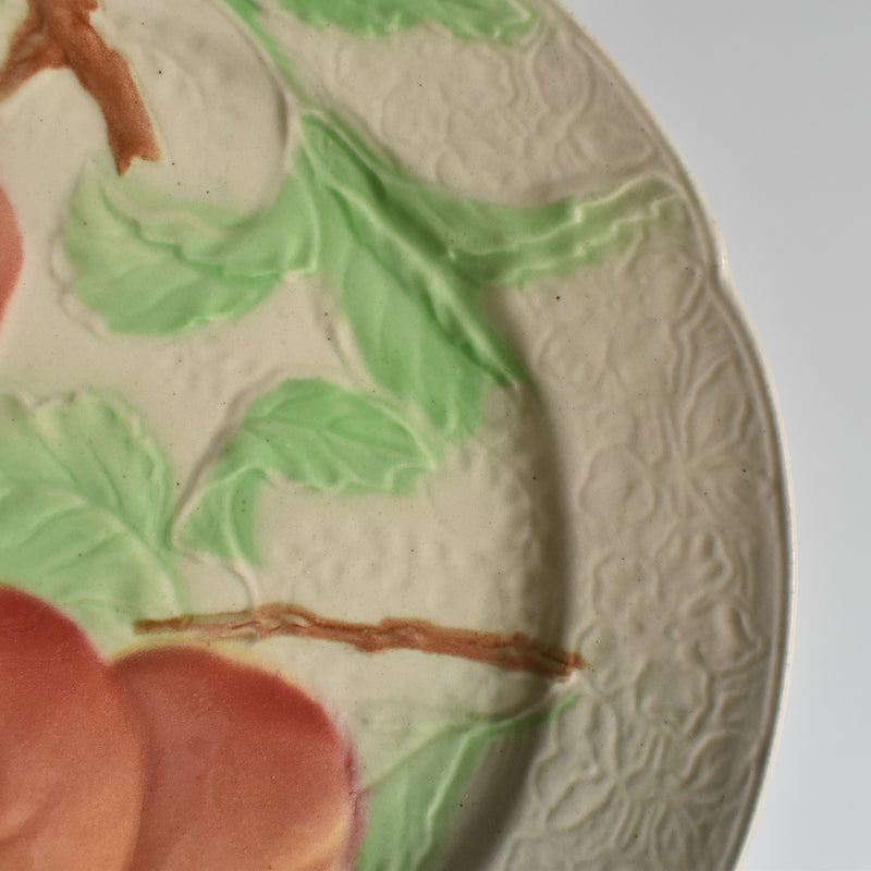 Antique Dessert Plate, Barbotine, Saint-Clément, Orange A